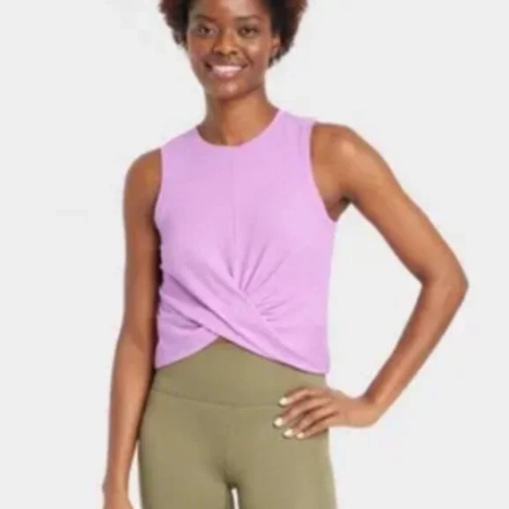 ❤️3X20 ALL IN MOTION Women's Ribbed Knot Front Yoga Tank | L
